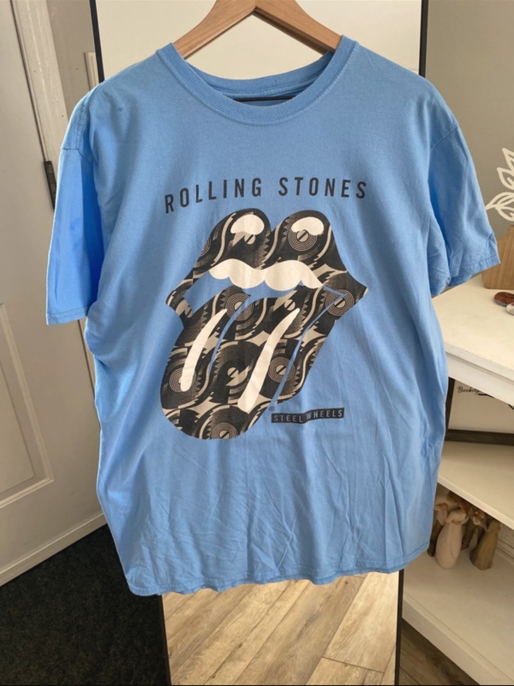 the Rolling Stones Light Blue Tongue Graphic Tee